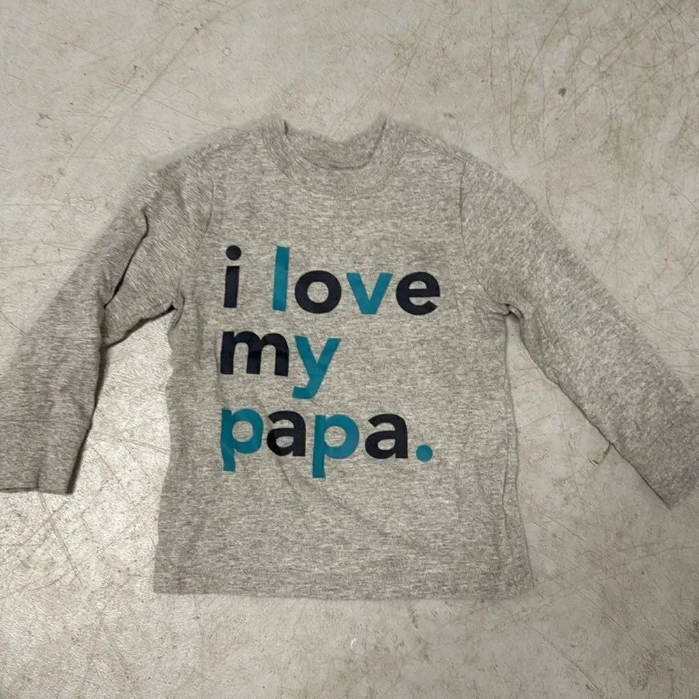 I love my Papa Love Sleeve Grey T Shirt - NEVER WORN - 18-24 M Boys